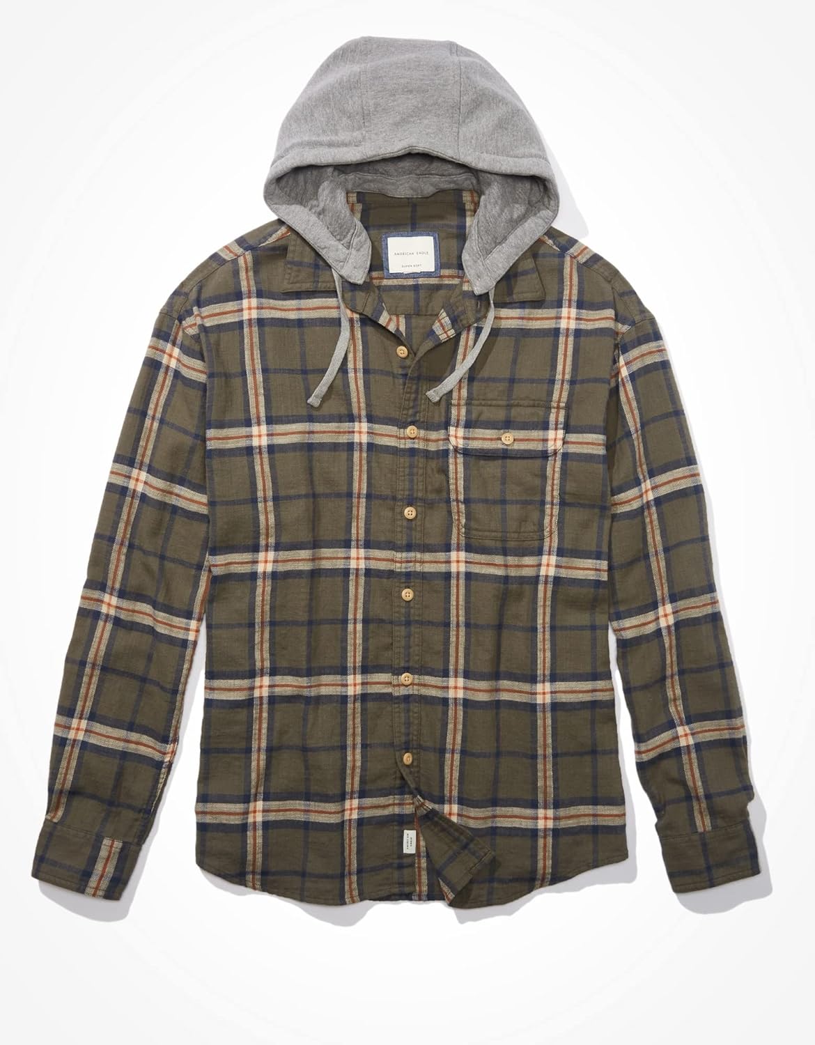 American eagle best sale hooded flannel mens