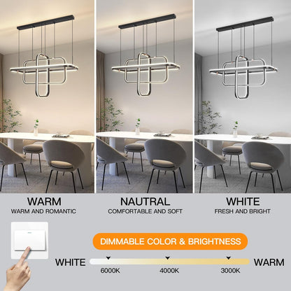 YATAI Modern LED Chandelier Dining Room, Black Creative Chandelier Light for Kitchen Island Table, Dining Table, Adjustable Color Temperature and High Chandelier Lamp(187W)