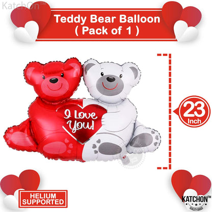 Teddy Bear Foil Balloon - Large, 23 Inch | Hugging Bear I Love You Balloons for Valentines Day Decor | Romantic Decorations Special Night | Valentines Day Balloons for Wedding, Anniversary, Proposal