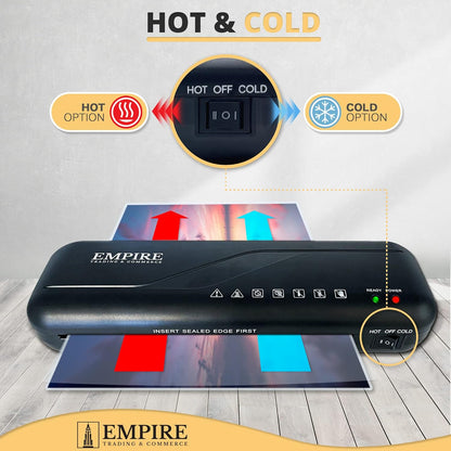 Empire Laminator, Laminating Machine with 5 Laminating Pouches, Hot and Cold Laminator Machine, A4 Thermal Laminator for Home, School and Office Use