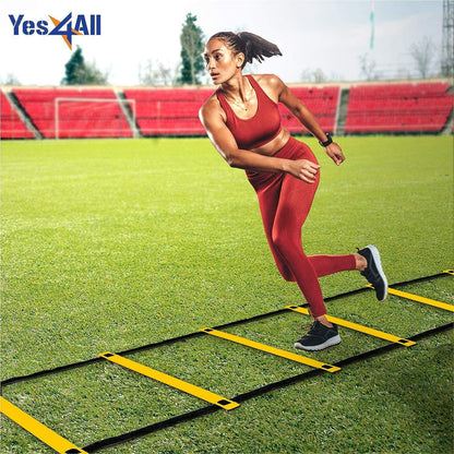 Yes4All Ultimate Agility Ladder Speed Training Equipment - 8, 12, 20 Rungs with Multi Colors - Soccer and Football Training - Speed Ladder for Kids and Adults - Included Carry Bag