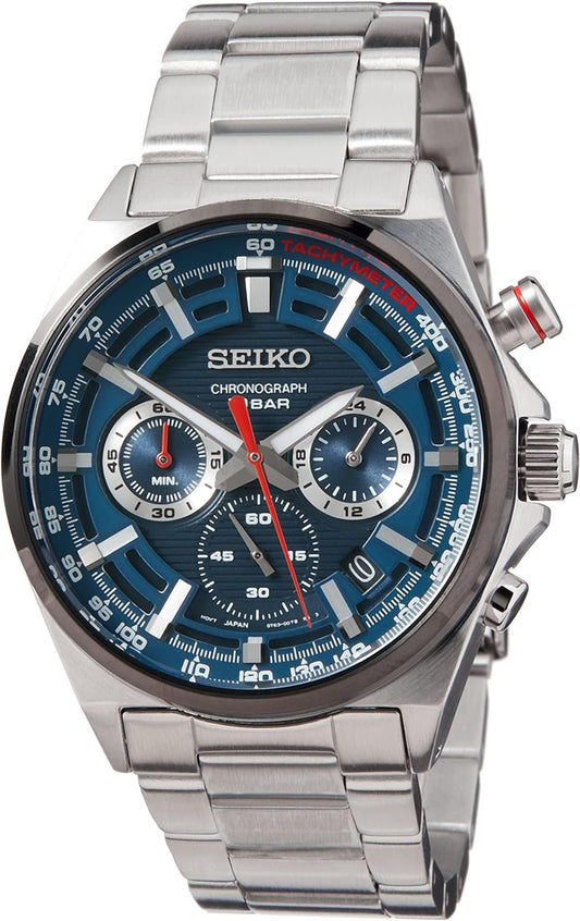 Seiko Men's Chronograph Watch Blue Dial SSB407P1