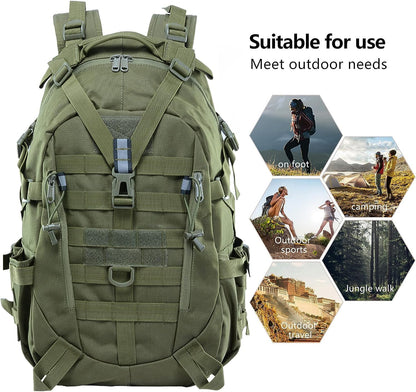 Military Tactical Backpack 35L Army 3 Day Assault Pack Molle Bag Waterproof Rucksacks for Outdoor Hiking Camping Trekking Hunting Traveling,School Bag for Boys