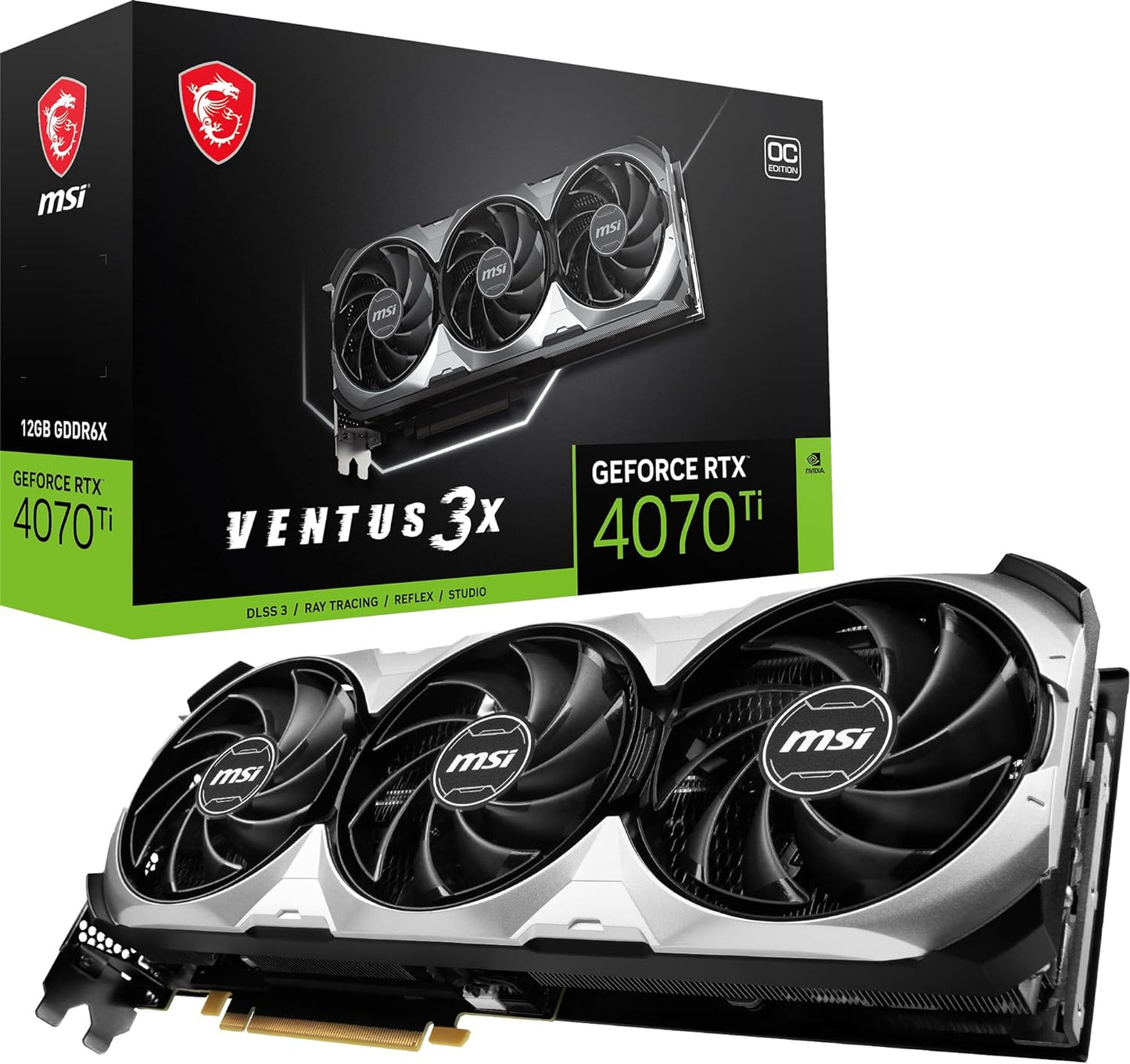 MSI GeForce RTX 4070 GAMING X TRIO 12G Graphics Card - RTX 4070 GPU, 12GB GDDR6X (21Gbps/192-bit), PCIe 4.0 - TRI FROZR 3 (3 x TORX Fan 5.0), RGB - HDMI 2.1, DisplayPort 1.4a