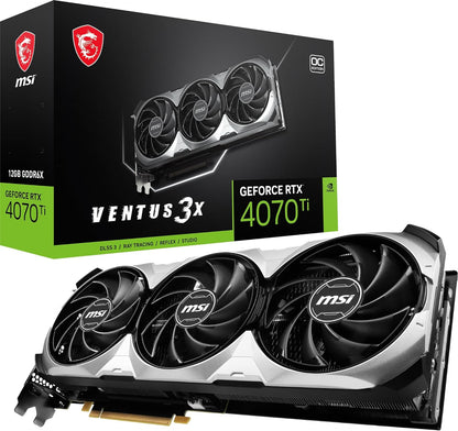 MSI GeForce RTX 4070 GAMING X TRIO 12G Graphics Card - RTX 4070 GPU, 12GB GDDR6X (21Gbps/192-bit), PCIe 4.0 - TRI FROZR 3 (3 x TORX Fan 5.0), RGB - HDMI 2.1, DisplayPort 1.4a