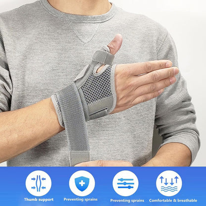 Thumb Splint with Wrist Brace - Thumb Support Brace for Wrist Hand Thumb Stabilizer Fits Both Right Left Hand for Men and Women (Beige)