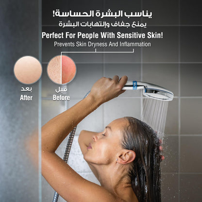 blu Ionic Shower Head & Filter - Handheld - Matt Nickel - Removes Chlorine & Harmful Pollutants - Skin & Haircare