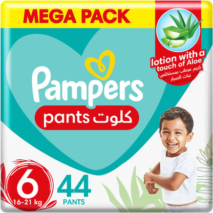 Pampers Baby-Dry Pants Diapers with Aloe Vera Lotion, 360 Fit & up to 100% Leakproof, Size 6, 16-21kg, 4 Mega Packs, 176 Count