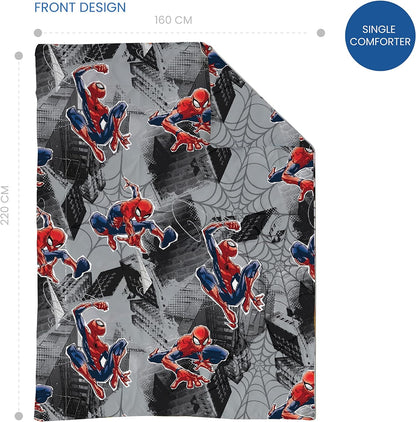 Marvel Spiderman Single Reversible Quilted Duvet Comforter - Super Soft & Fade Resistant (Official Marvel Product)