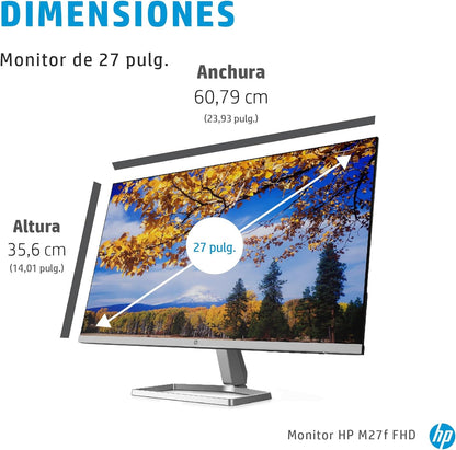 HP M27fw Full HD 27" IPS LCD Monitor with AMD FreeSync 2021 Model - Silver White