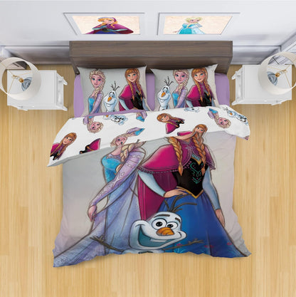 Trucare FZC Disney frozen 2 pcs twin kids bedding set - super soft & fade resistant - includes reversible comforter, & pillow sheet - celebrate disney 100th anniversary in style