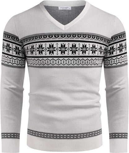 Coofandy Men Casual V Neck Sweater Ribbed Knit Slim Fit Long Sleeve Pullover Top