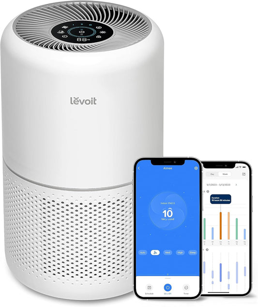 LEVOIT Smart Air Purifier for Home Bedroom, H13 HEPA Air Filter with Real Time Air Quality Sensor, Removes 99.97% Pollen Allergies Dust Odours, Alexa Enabled Air Cleaner with Quiet Auto Mode, Core300S