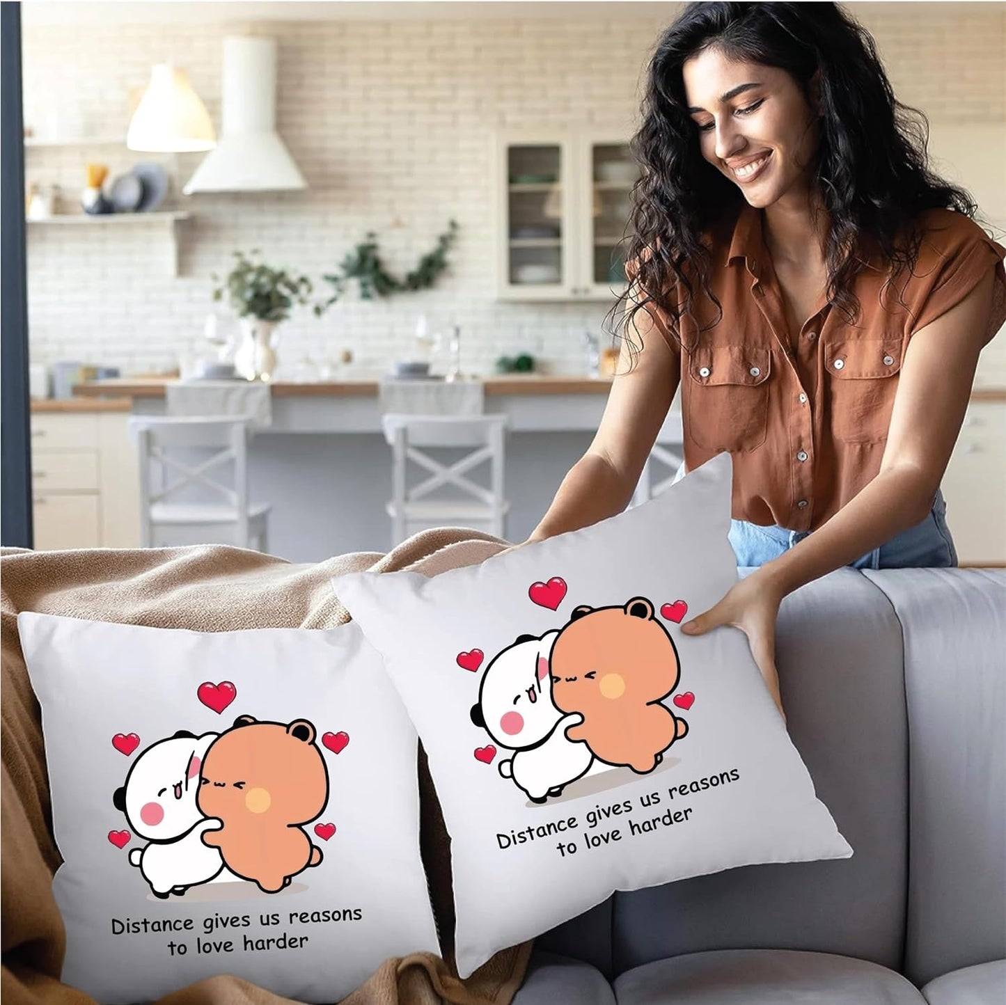 Happy Valentine's Day Pillow to Cuddle with Your Sweetheart - Gifts for your Boyfriend - Husband - Wife - Girlfriend - Valentine's Day Romance to Their Bedroom (Design 4)