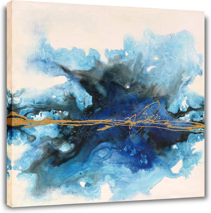 Yihui Arts Abstract Landscape Canvas Art Hand Painted 3D Tree Paintings with Gold Foil for Wall Decor Modern Artwork Pictures Living Room Bedroom Decoration