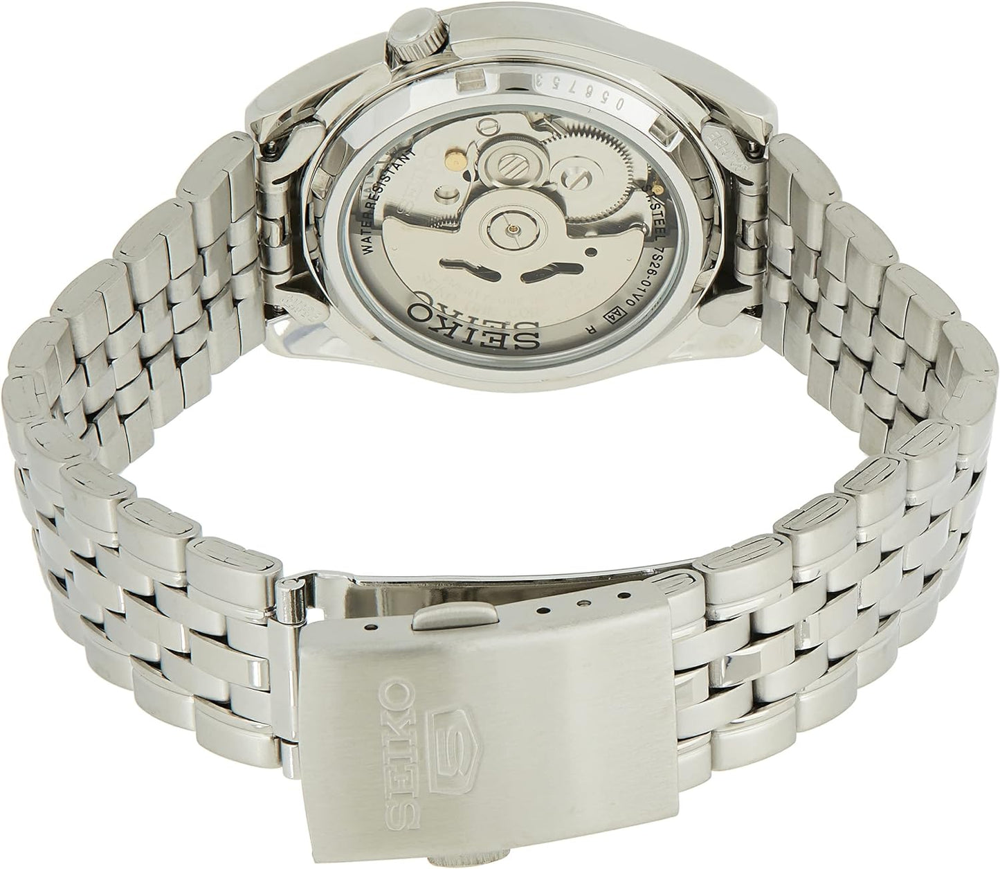 Seiko Men's Seiko 5 Automatic Watch With Analog Display And Stainless Steel Strap Snk375K