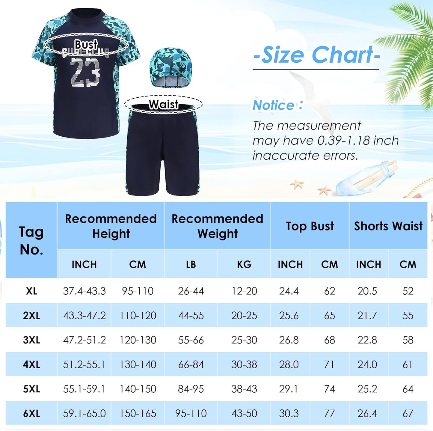 Maeau Boys Rash Guard Swimsuit UPF 50+ Swim Bathing Suit 3 Piece Sun Protection Swimwear Set