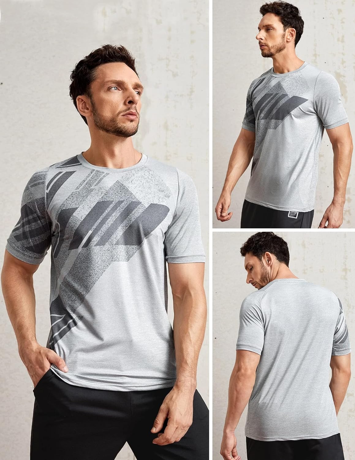 5 Pack Men’s Active Quick Dry Crew Neck T Shirts | Athletic Running Gym Workout Short Sleeve Tee Tops Bulk