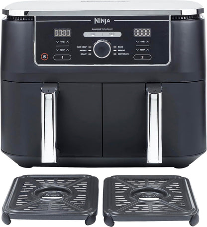 Ninja Foodi Dual Zone Air Fryer MAX + Tongs, 9.5 L, 2470 W, 2 Drawers, 8 Portions, 6-in-1, Air Fry, Roast, Bake, Nonstick, Dishwasher Safe Baskets, Amazon Exclusive, Copper/Black AF400UKCP