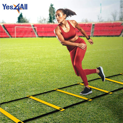 Yes4All Ultimate Agility Ladder Speed Training Equipment - 8, 12, 20 Rungs with Multi Colors - Soccer and Football Training - Speed Ladder for Kids and Adults - Included Carry Bag