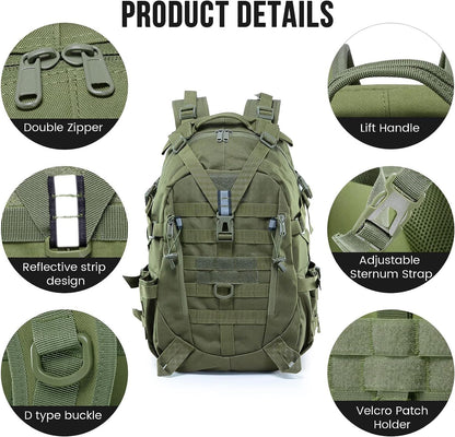 Military Tactical Backpack 35L Army 3 Day Assault Pack Molle Bag Waterproof Rucksacks for Outdoor Hiking Camping Trekking Hunting Traveling,School Bag for Boys