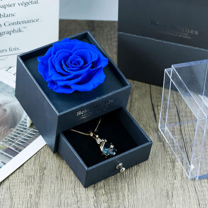 MINCHEDA Eternal Rose Gift for Women, Preserved Rose with Necklace, Real Flower Jewelry Gifts for Mother Day, Valentines, Birthday, Anniversary