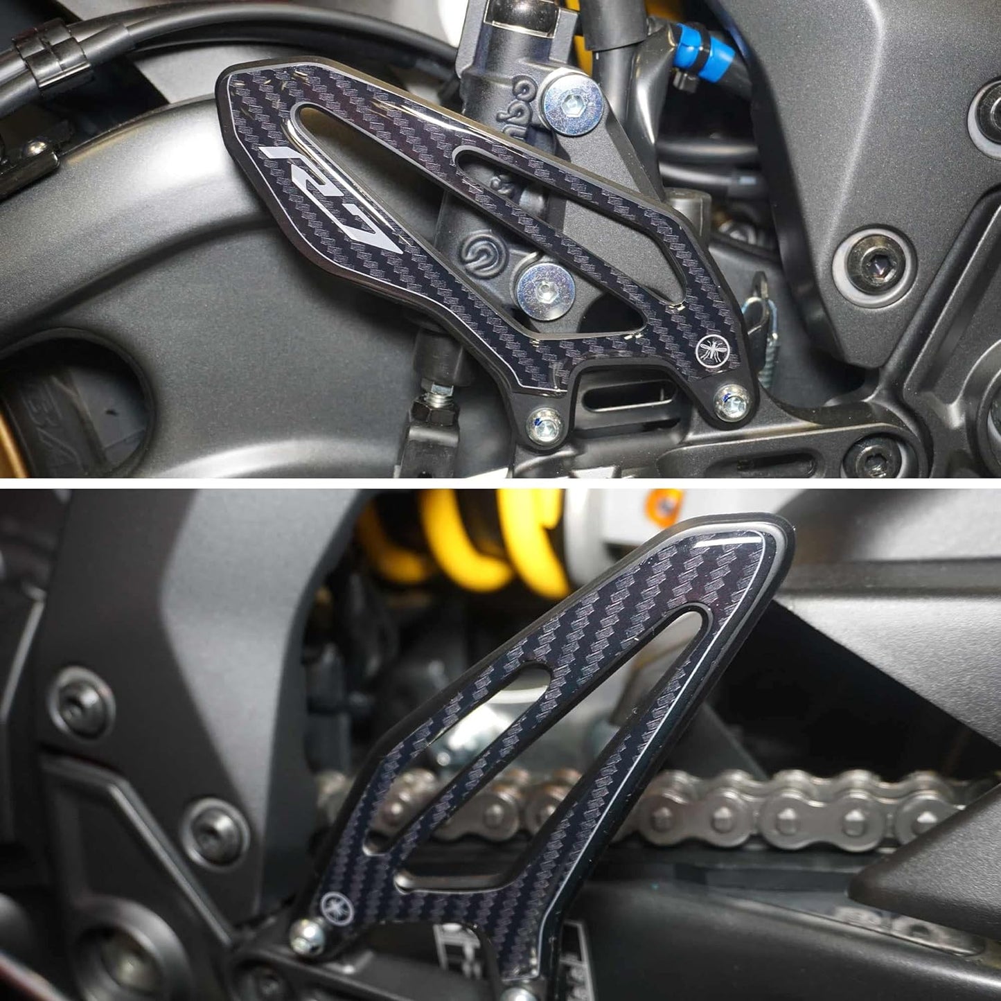 labelbike - 3D Stickers Protections and Decorations Motorcycle Foot Pegs Door Sills compatible with Yamaha R7 2021-2024