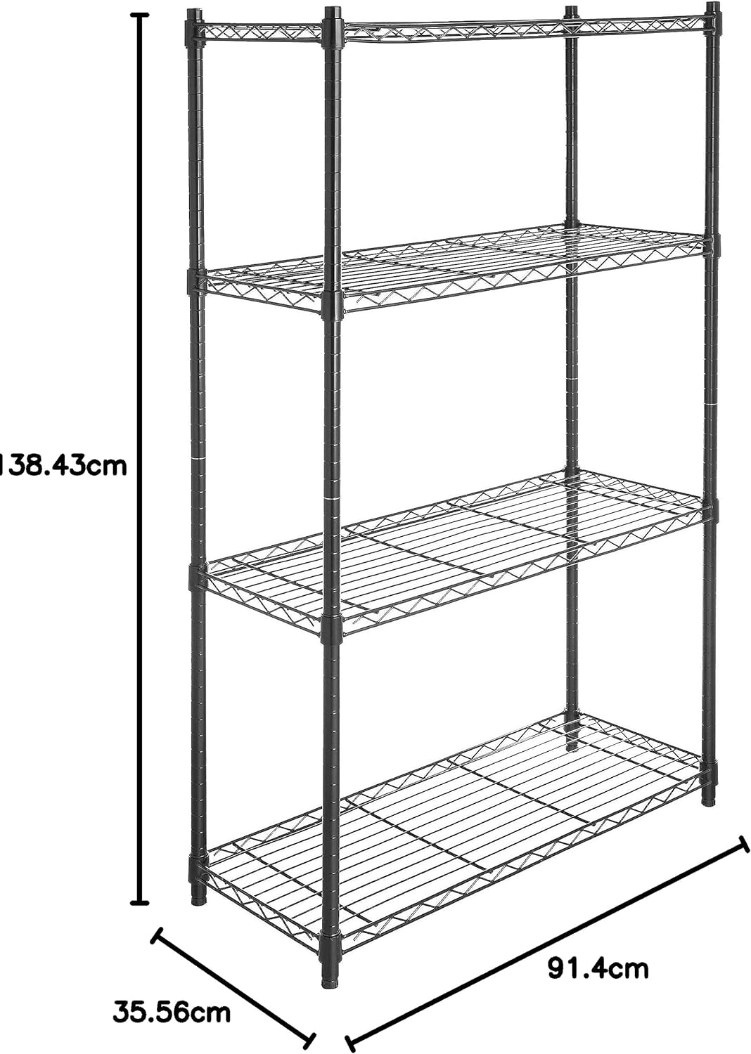 Amazon Basics 5-Shelf Adjustable, Heavy Duty Storage Shelving Unit (158.5 kgs loading capacity per shelf), Steel Organizer Wire Rack, Black (91.4 x 35.5 x 182.8 cm)