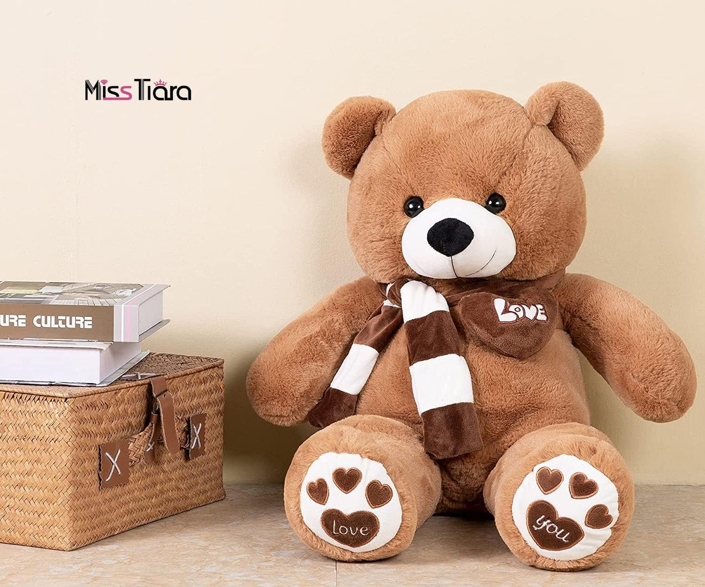 MissTiara Giant Plush Teddy Bear 100cm Cute Soft Stuffed Plush Toy Best Gifts for Valentine’s Day Birthday Party or Any Special days (Pink A)