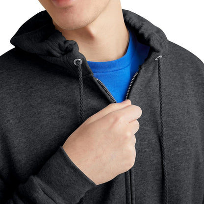 Hanes Men's Hoodie, EcoSmart Fleece Zip-Front Hooded Sweatshirt, Cotton-Blend Fleece Hooded Sweatshirt, Mid-Weight Zip-Up, Charcoal Heather, S