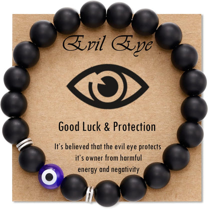 Glemay Evil Eye Bracelet for Men Natural Stone Bracelet Protection Good Luck Amulet for Boy