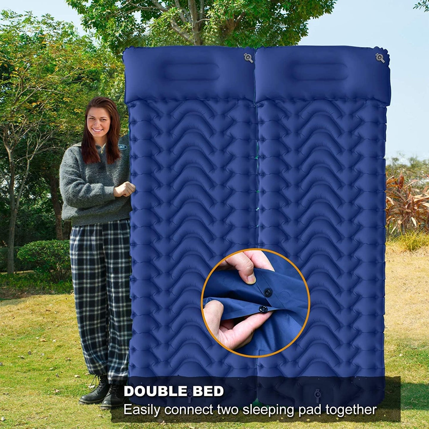 Arabest Camping Sleeping Pad, Extra Thickness 3.9 Inch Inflatable Sleeping Mat with Pillow Built-in Pump, Compact Ultralight Waterproof Camping Air Mattress for Backpacking, Hiking, Tent