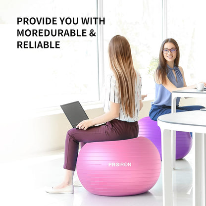 PROIRON Yoga Ball Anti-Burst Exercise Ball Chair with Quick Pump Slip Resistant Gym Ball Supports 500KG Balance Ball for Pilates Yoga Birthing Pregnancy Stability Gym Workout Training