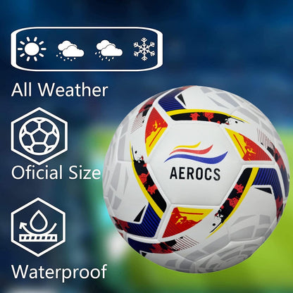 AEROCS Soccer Ball World Cup Football Size 5, Machine Stitched, Best Indoor/Outdoor Football, for Soccer Players and Football Fans