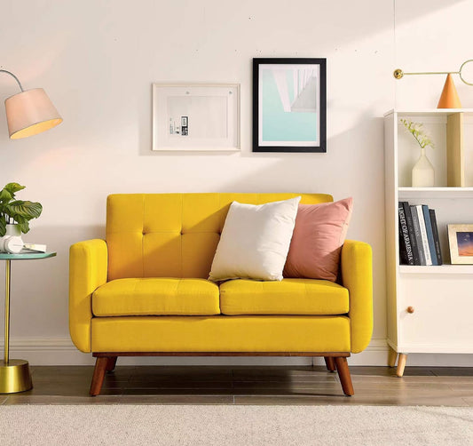 ECLYL Double Sofa,Modern Decor Love Seat Couches for Living Room Simple and Atmospheric,Love Seats Furniture, Solid and Easy to Install Small Couch for Bedroom (Yellow)