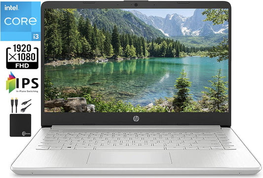 HP 2021 14 FHD IPS Laptop Computer,11th Gen Intel i3-1115G4 (Up to 4.1GHz, Beat i5-1035G4), 8GB RAM, 256GB PCIe SSD, FP, HD Webcam,WiFi, Bluetooth 4.2, HDMI, Win10 S +Marxsol Cables, Silver