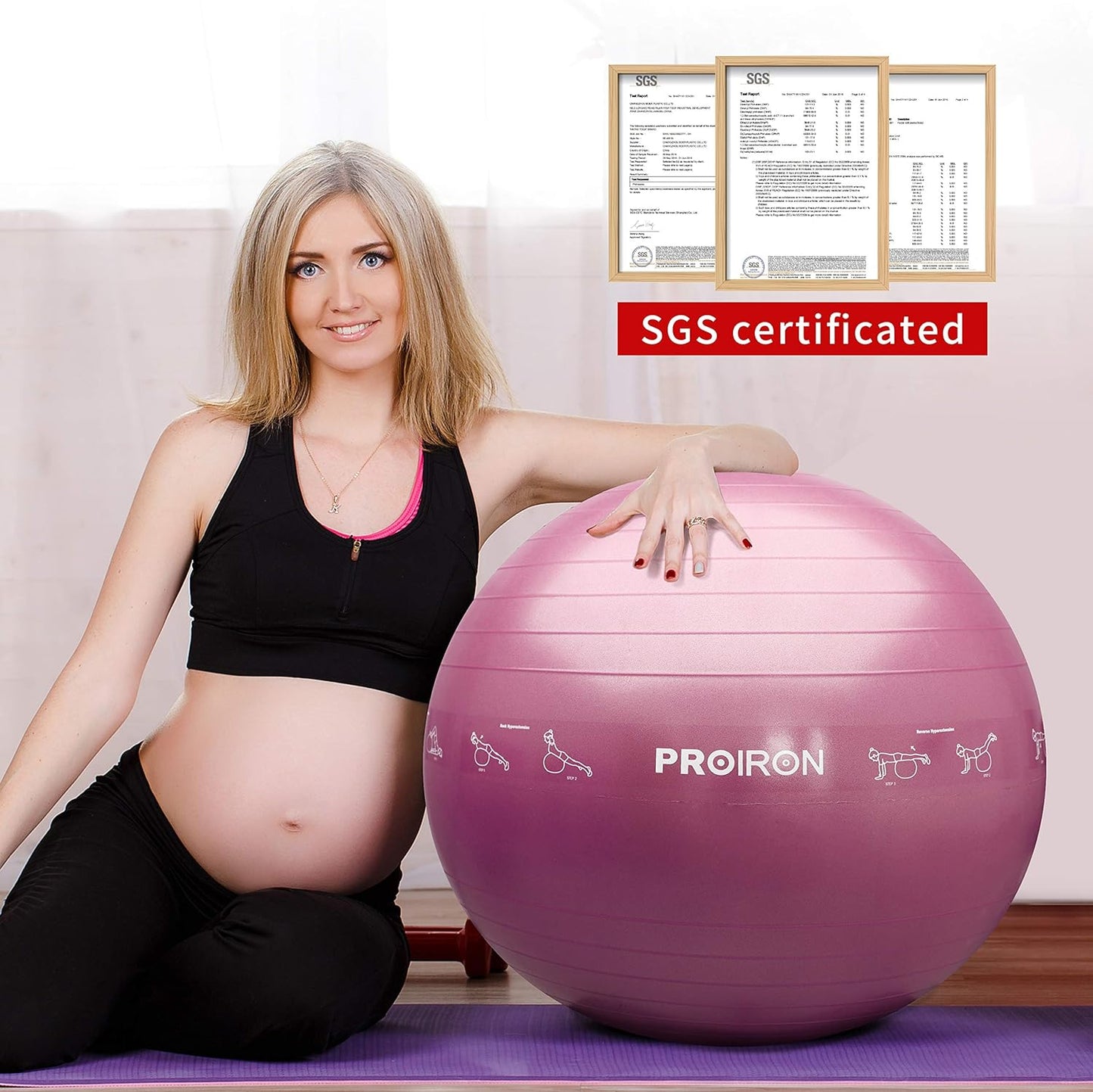 PROIRON Yoga Ball Anti-Burst Exercise Ball Chair with Quick Pump Slip Resistant Gym Ball Supports 500KG Balance Ball for Pilates Yoga Birthing Pregnancy Stability Gym Workout Training