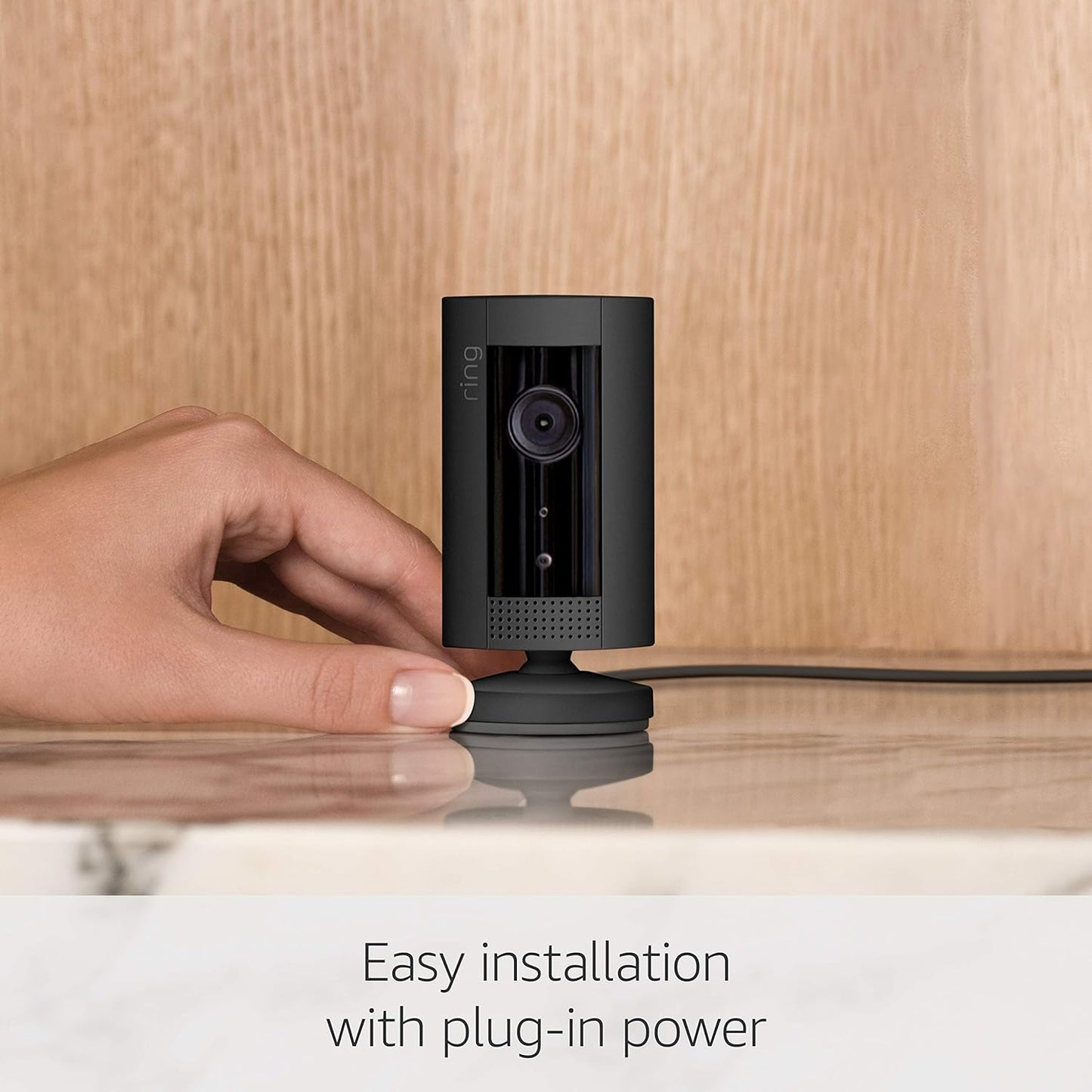 Ring Indoor Cam Plug-In by Amazon | Wi-Fi smart indoor home security camera, two-way talk, full HD live video motion detection, night vision | With 30-day free trial of Ring Protect Plan | Black