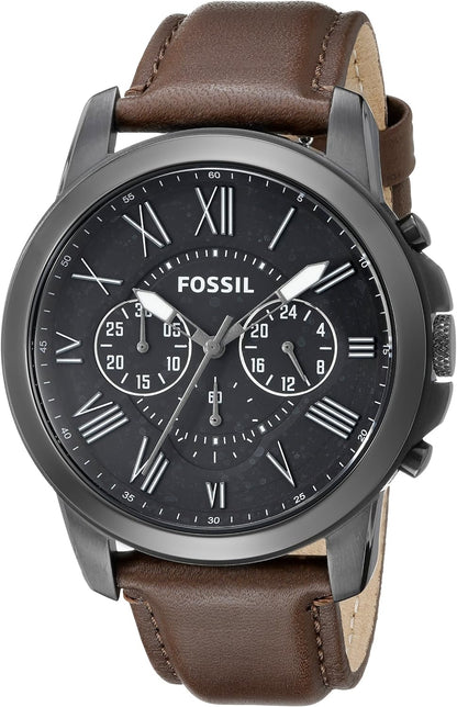 Fossil Leather Mens Quartz Watch