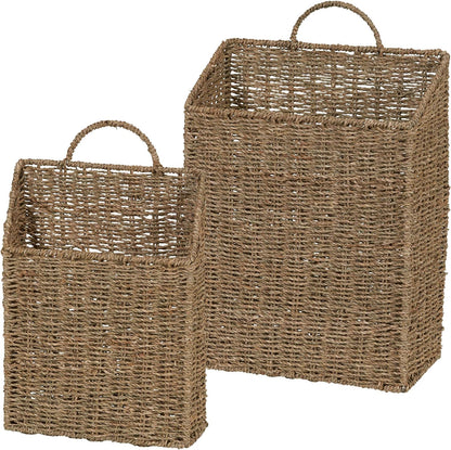 Household Essentials ml-5613 Seagrass Wall Basket Set, Brown, 2 Piece