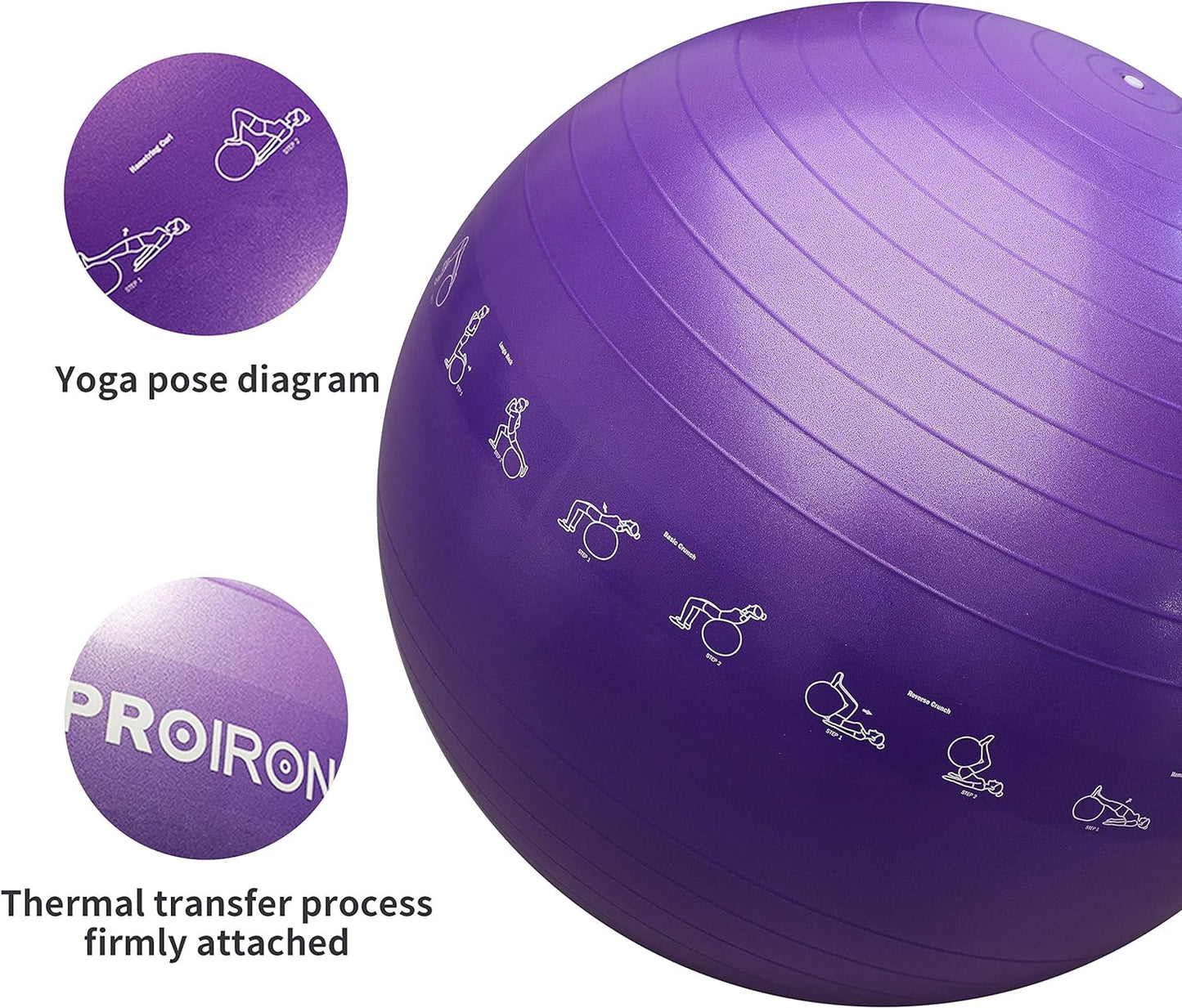 PROIRON Yoga Ball Anti-Burst Exercise Ball Chair with Quick Pump Slip Resistant Gym Ball Supports 500KG Balance Ball for Pilates Yoga Birthing Pregnancy Stability Gym Workout Training