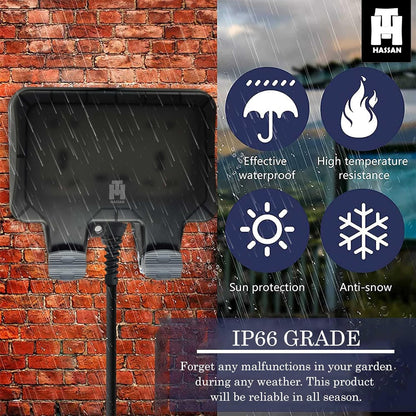 Hassan waterproof extension IP66 13A 250V socket weatherproof for outdoor garden garage use heavy electrical appliance