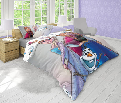 Trucare FZC Disney frozen 2 pcs twin kids bedding set - super soft & fade resistant - includes reversible comforter, & pillow sheet - celebrate disney 100th anniversary in style