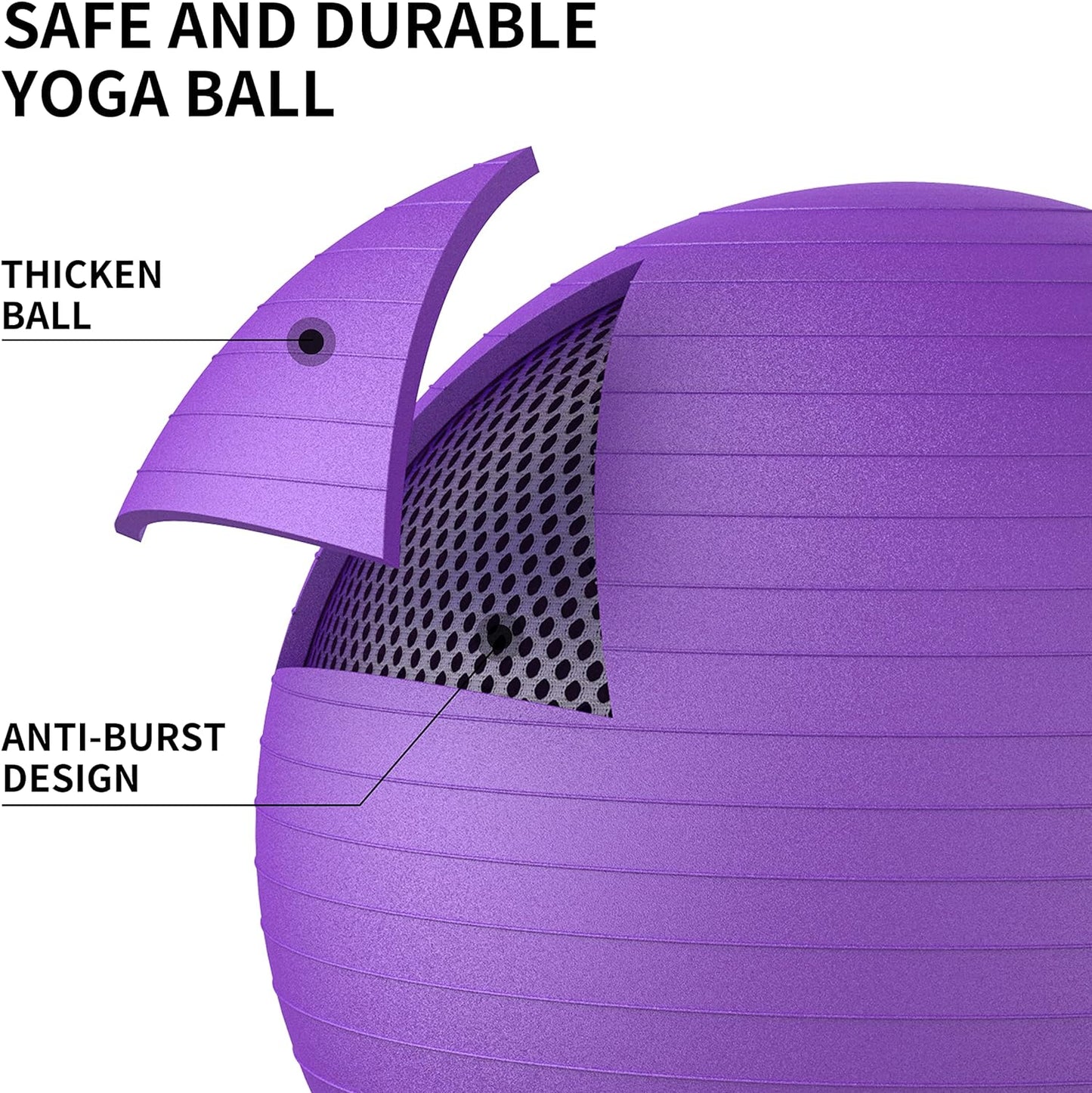 PROIRON Yoga Ball Anti-Burst Exercise Ball Chair with Quick Pump Slip Resistant Gym Ball Supports 500KG Balance Ball for Pilates Yoga Birthing Pregnancy Stability Gym Workout Training