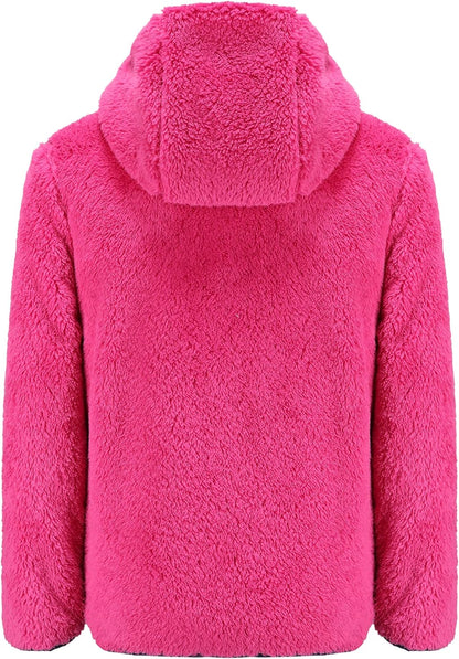 Girl's Jacket Kids Full Zip Ultra Soft Sherpa Fleece Hoodie Sweatshirt