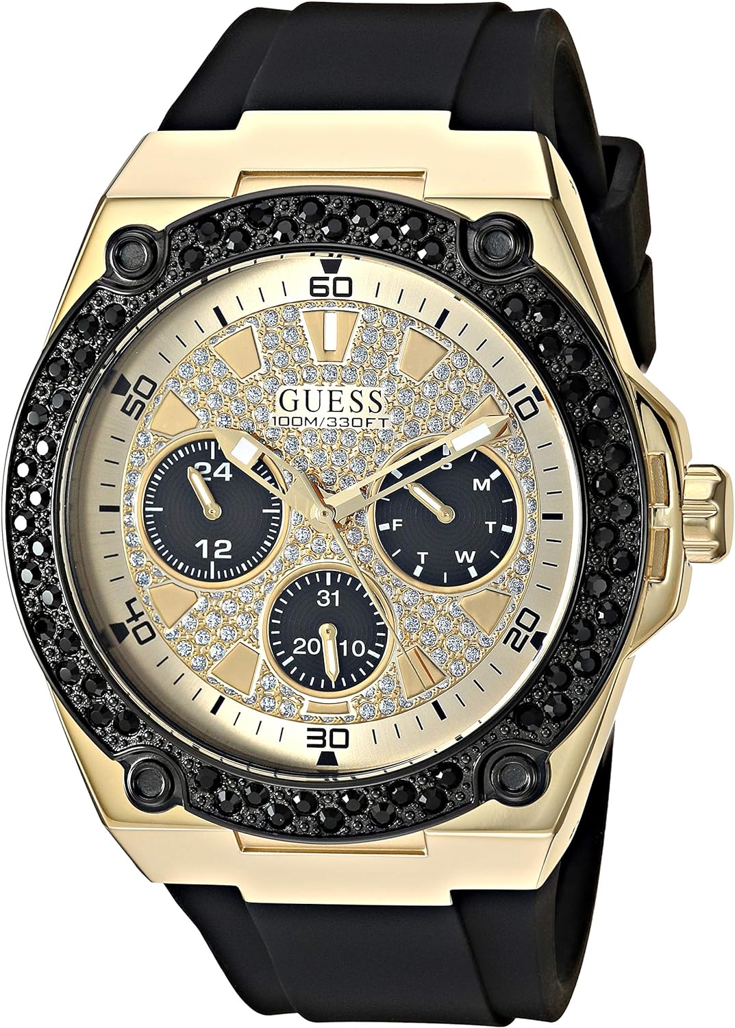 GUESS Men's Stainless Steel Casual Silicone Watch