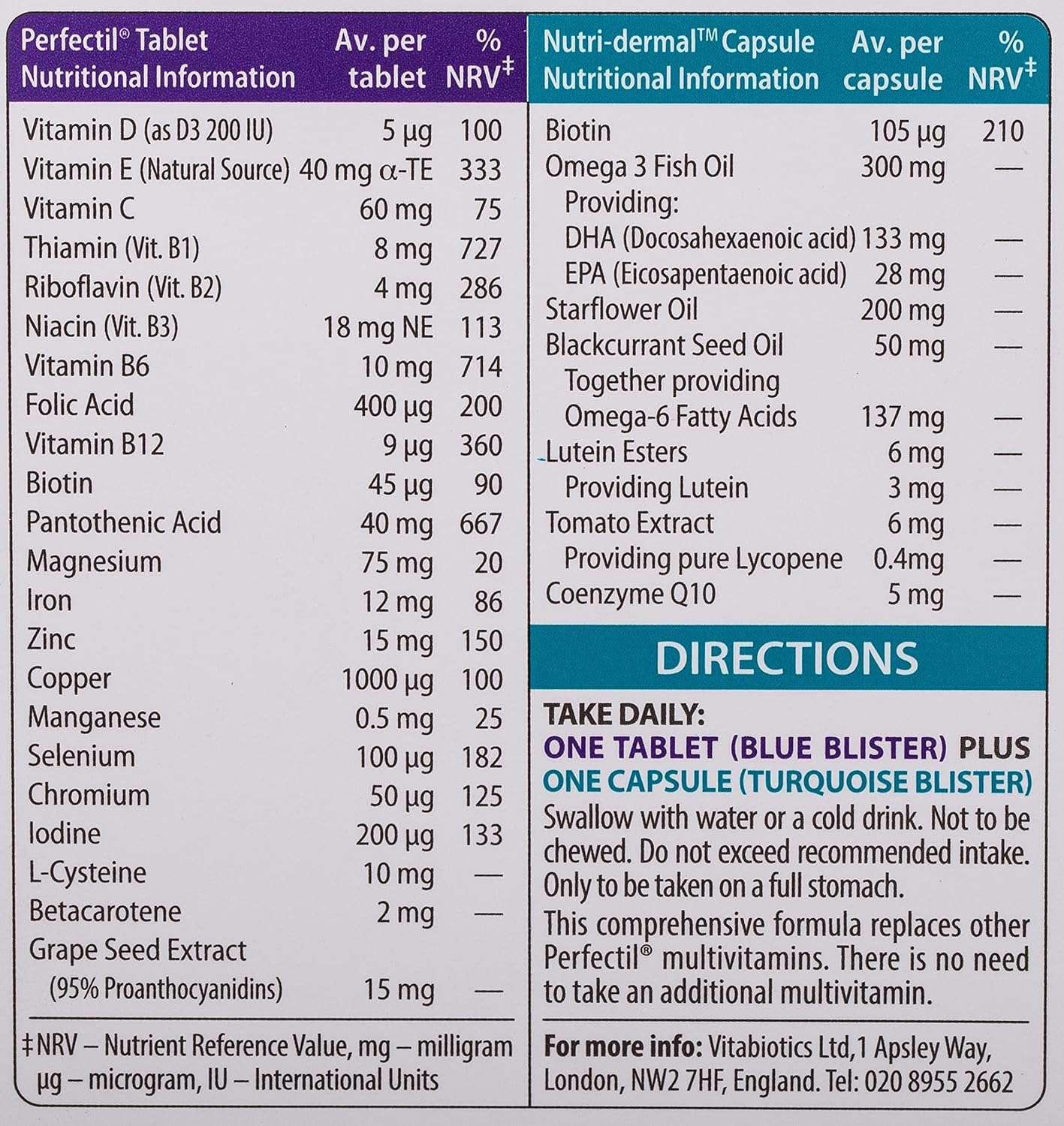 Vitabiotics Perfectil Plus Hair, 60 Tablets