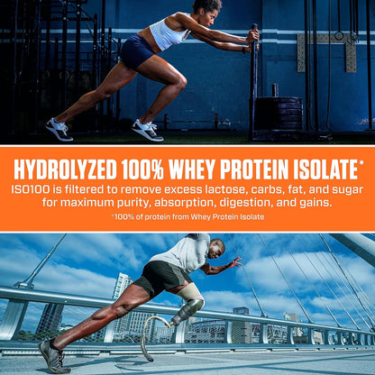 Dymatize ISO100 Hydrolyzed 100% Whey Isolate Protein Powder in Dunkin' Cappuccino Flavor, 25g Protein, 95mg Caffeine, 5.5g BCAAs, Gluten Free, Fast Absorbing, Easy Digesting, 21.5 Oz