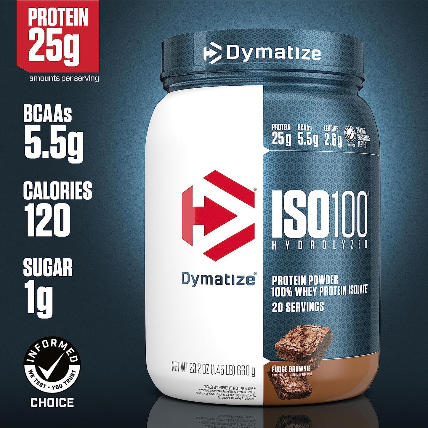 Dymatize ISO100 Hydrolyzed 100% Whey Isolate Protein Powder in Dunkin' Cappuccino Flavor, 25g Protein, 95mg Caffeine, 5.5g BCAAs, Gluten Free, Fast Absorbing, Easy Digesting, 21.5 Oz