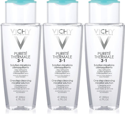 Vichy Pureté Thermale One Step Micellar Water Face Toner & Makeup Remover, Alcohol Free Facial Cleanser with Vitamin B5, Non-Drying for Sensitive Skin